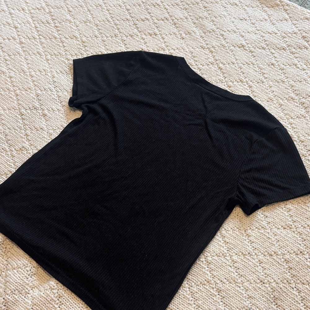 Black Ribbed T-Shirt - Picture 5 of 6